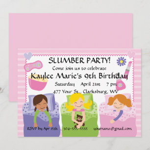 Invitation Anniversaire de soirée pyjamas