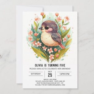 Invitation Anniversaire de Songbird Pink Bird