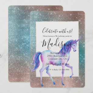 Invitation Anniversaire de Sparkly Unicorn
