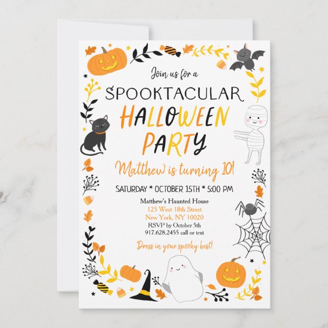 Invitation Anniversaire de Spooktacular d'Halloween (Devant)