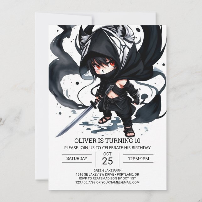 Invitation Anniversaire de Stealthy Ninja Sword (Devant)