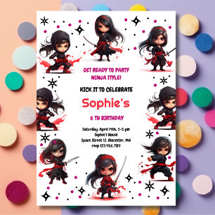 Invitation Anniversaire de style ninja pour enfants