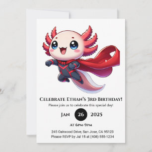 Invitation Anniversaire de Superhero Axolotl