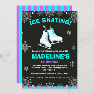 Invitation Anniversaire de tableau de patinage de glace du