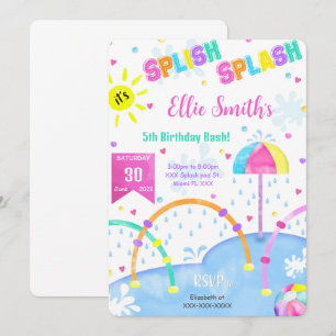 Invitation anniversaire de tapis de jeux d'eau mod