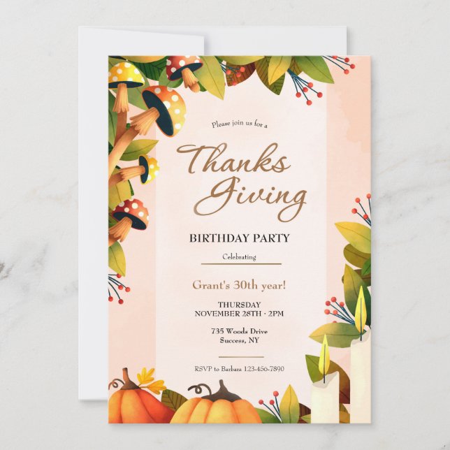 Invitation Anniversaire de Thanksgiving (Devant)