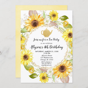 Invitation Anniversaire de thé de tournesols