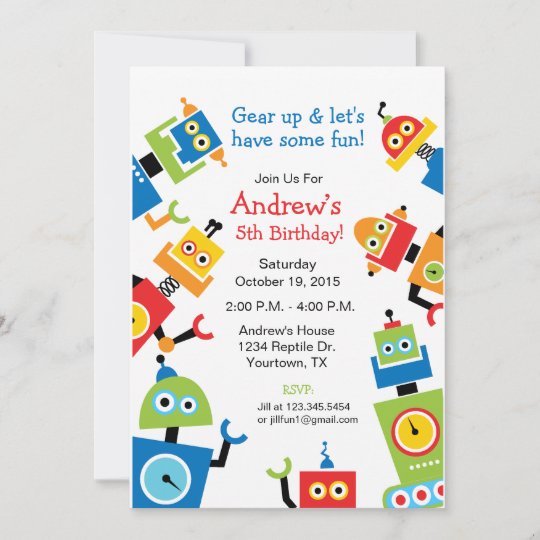 Invitation Anniversaire De Theme De Partie De Robot Zazzle Ca