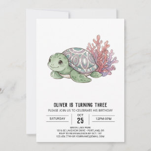 Invitation Anniversaire de Tortue Marine Verte
