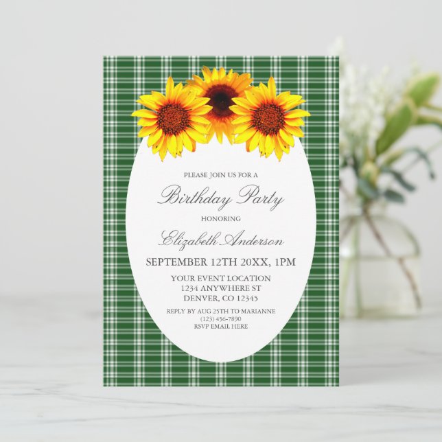 Invitation Anniversaire de tournesol (Debout devant)