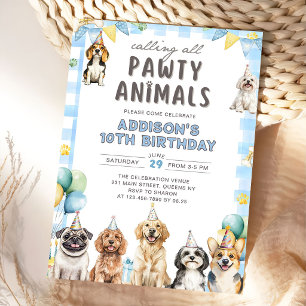 Invitation Anniversaire de tous les animaux de Pawty appelant