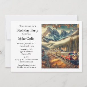 Invitation anniversaire de train à l'aquarelle vin