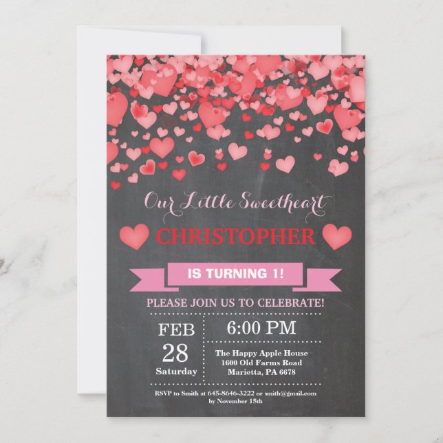 Invitation Anniversaire de Valentine notre petit amoureux (Devant)