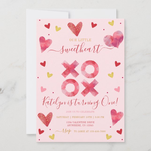 Invitation Anniversaire de Valentine Sweetheart (Devant)