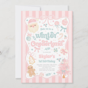 Invitation Anniversaire de Winter Onederland Noël Coquette Bo