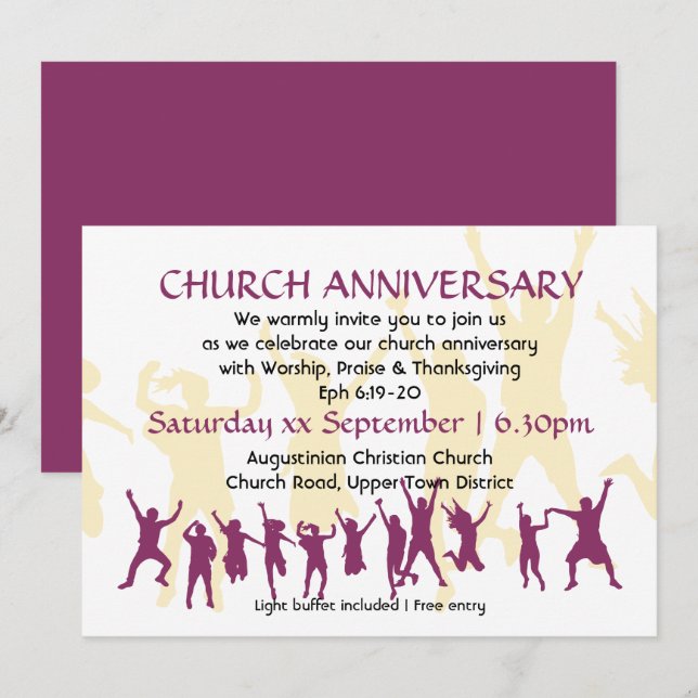 Invitation ANNIVERSAIRE D'ÉGLISE Moderne personnalisable bord (Devant / Derrière)