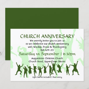 Invitation ANNIVERSAIRE D'ÉGLISE Moderne Personnalisable Vert