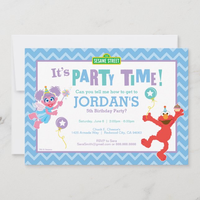 Invitation Anniversaire d'Elmo et d'Abby (Devant)