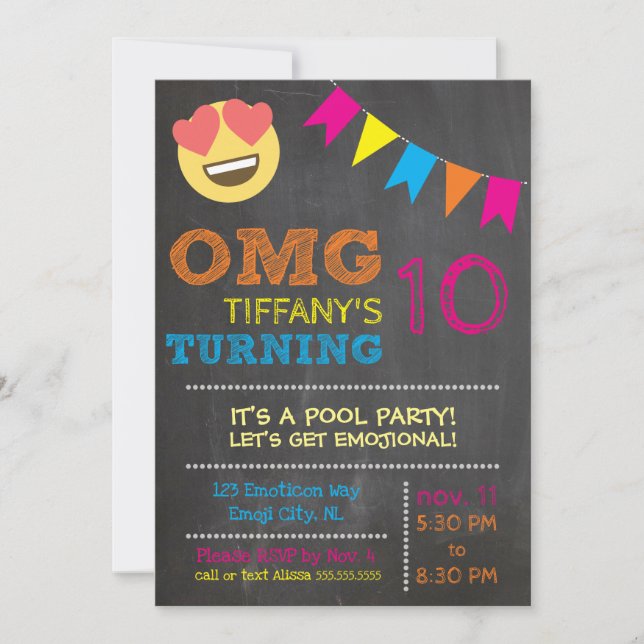 Invitation Anniversaire d'Emoji (Devant)