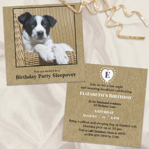 Invitation Anniversaire d'enfant Chien personnalisé Photo Pyj