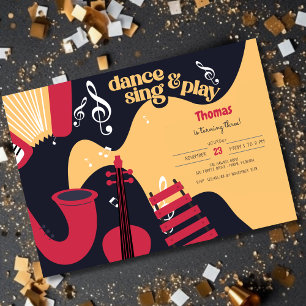 Invitation Anniversaire d'enfants danse chante et joue