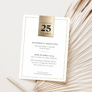 Invitation ANNIVERSAIRE D'ENTREPRISE élégant d'affaires or no