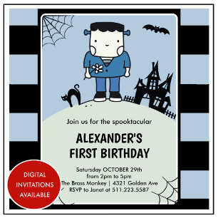 Invitation Anniversaire des 1 an thème Halloween pour garçon 