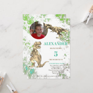 Invitation Anniversaire des 5 ans du dinosaure T rex Photo