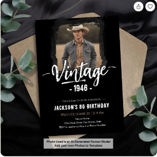 Invitation Anniversaire des 80 ans de style vintage