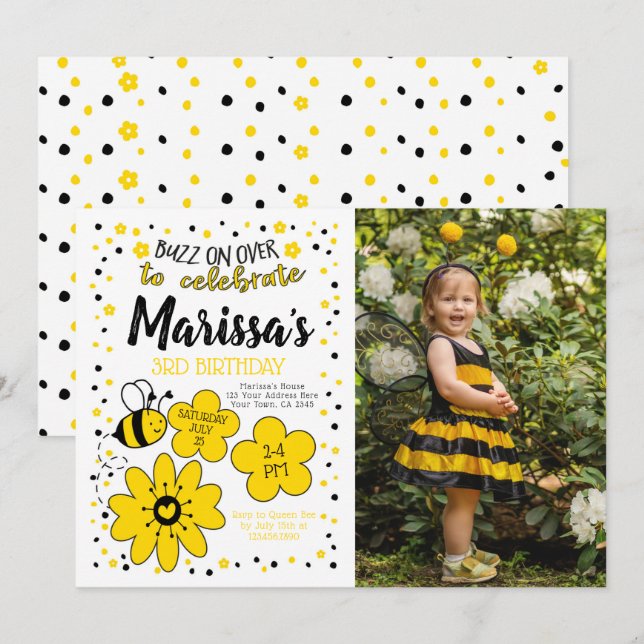 Invitation Anniversaire des abeilles (Devant / Derrière)
