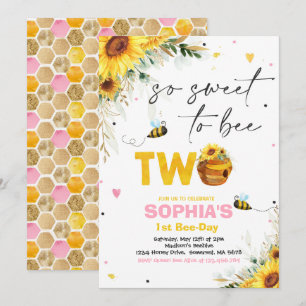 Invitation Anniversaire des abeilles Sunflower Honey Bee Birt