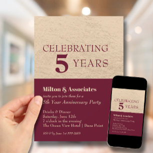 Invitation Anniversaire des affaires Bourgogne Or