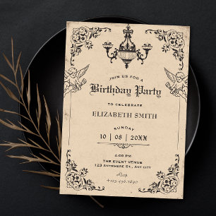 Invitation anniversaire des anges de l'arche gothique vintage