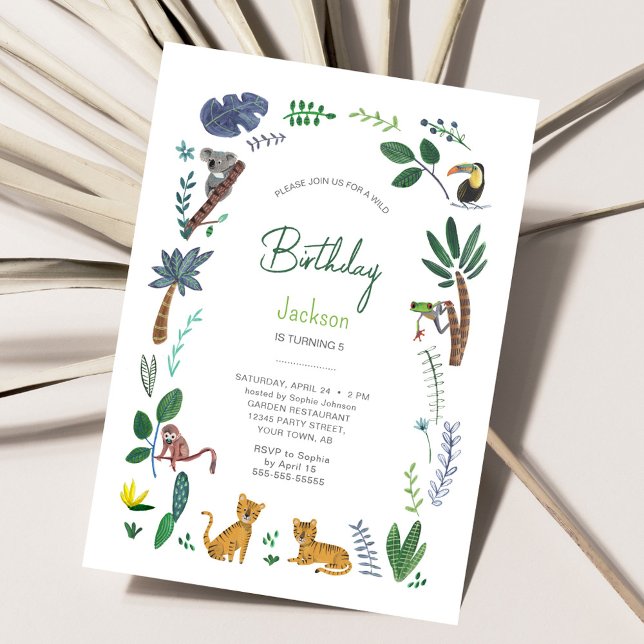 Invitation Anniversaire des animaux de la jungle de Tiger (Créateur téléchargé)
