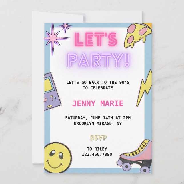 Invitation anniversaire des années 90/2000 (Devant)