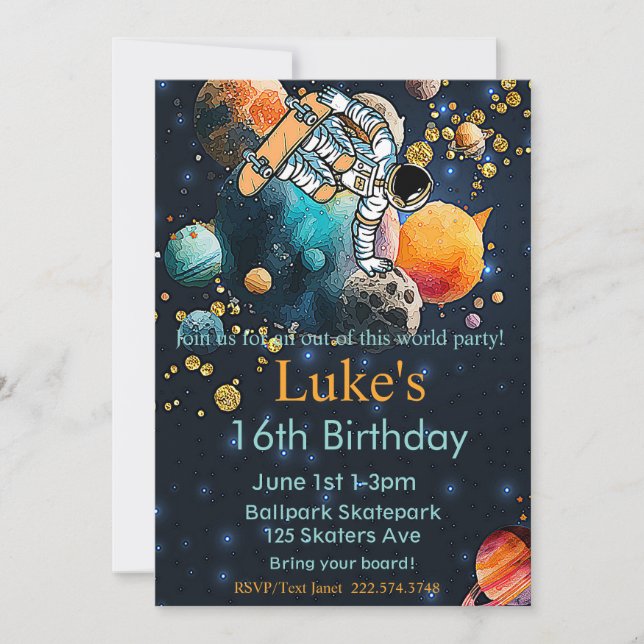 Invitation Anniversaire des astronautes, Anniversaire du skat (Devant)