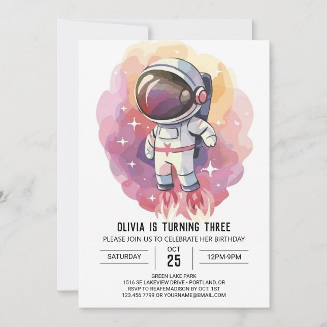 Invitation Anniversaire des astronautes de l'explorateur céle (Devant)