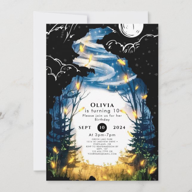Invitation Anniversaire des bois sur mesure magique (Devant)