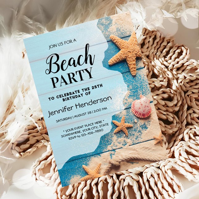 Invitation Anniversaire des coquillages et des étoiles de mer (Créateur téléchargé)