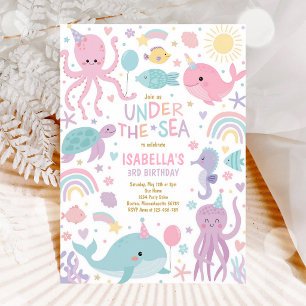 Invitation Anniversaire des Créatures Mignonnes Sous La Mer