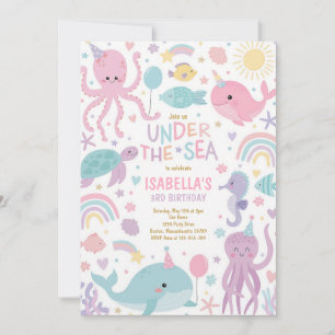 Invitation Anniversaire des Créatures Mignonnes Sous La Mer