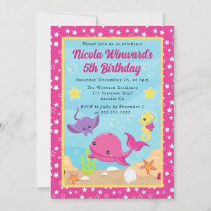 Invitation Anniversaire des enfants baleine sous-marine migno