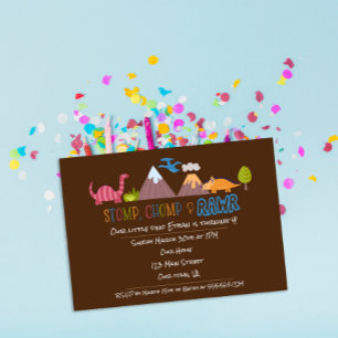 Invitation Anniversaire des enfants dinosaures amusants Stomp