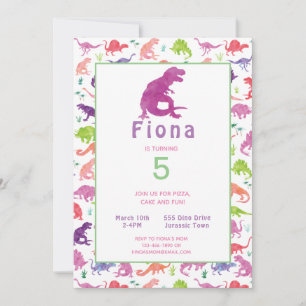 Invitation Anniversaire des filles violet rose Din