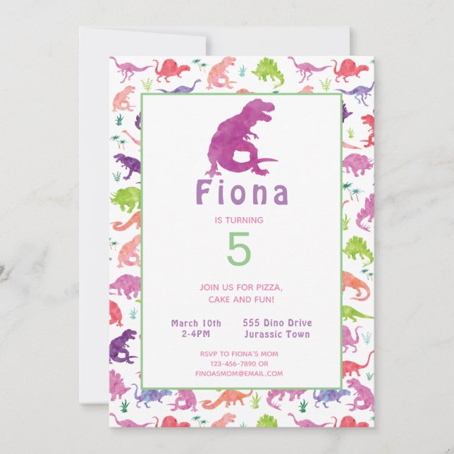 Invitation Anniversaire des filles violet rose Din (Devant)