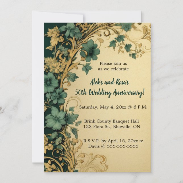 Invitation Anniversaire des fleurs bleues modifiables (Devant)