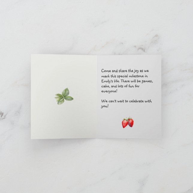 Invitation Anniversaire des fraises | premier anniversaire (Intérieur)