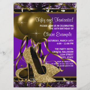 Invitation Anniversaire des hauts talons de violet et d'or