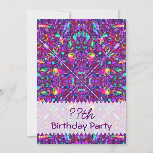 Invitation Anniversaire des hippies de Mandala violettes (Devant)