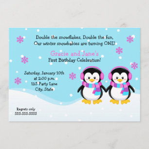 Invitation Anniversaire des jumeaux de filles de p